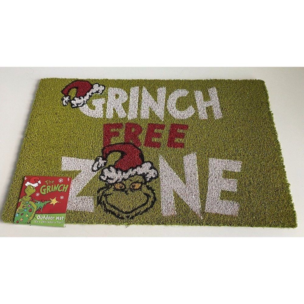 Grinch Free Zone Coir Doormat Welcome Mat Christmas Holiday Porch NEW‎